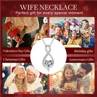 Pokloni za ženu 14k bijelo pozlaćeno srce CZ Privjesak Infinity Knot ogrlica supruga Pokloni supruga