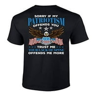 Patriotska žao mi je ako moj patriotizam uvredi za odrasle majice kratkih rukava-Black-XXL