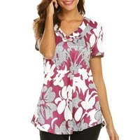 Košulje za žene Modni print Dame Modni bluza s kratkim rukavima za žene, Hot Pink, XL