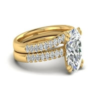 Karat TW ženski moissan i prirodni dijamanti zaručni prsten u 10k žuto zlato, veličine 7