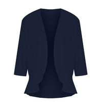 Zunfeo Cardigan za žene - čvrsti dugi rukav Vintage Slim Tops V pulover T tops mornarice 8