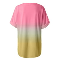 Pntutb Ženska majica za čišćenje, ženska modna gradijentska bluza za bluzu s kratkim rukavima s kratkim