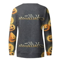 Tking modni vrhovi dugih rukava za žene Crewneck bundeve print Halloween majica labava bluza pulover