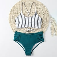 Tking Fashion Women kupaći kostimi Striped ispis podstavljen push up bikini setovi kupaći kostim za