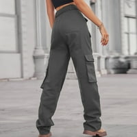 CETHRIO WOMENS Jeans - džepovi za čišćenje ravno moderne casual sive ženske žene duge hlače veličine