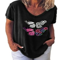 Ženska majica za Valentinovo V-izrez Loose Tops bluza crna 4xl