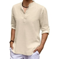 Muškarci Dnevna pamučna posteljina majica s dugim rukavima Hilpie Casual Beach T majice sa bluzama gumba