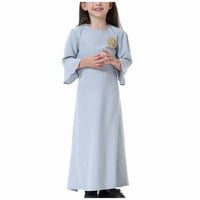 Djevojke Dugih rukava Muslimanska duga haljina srednje velike djevojke s dugim rukavima V izrez Colorblock