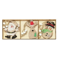 Lanfini Božićni ukras Drveni star muškarac snjegović ukras božićnog drvca Privjesak