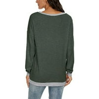 Uštede ženske modne košulje Asimetrični vrat pulover Boja blok na vrhu Classic Comfy dukserna trendy