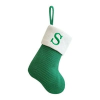 Božićne čarape Malo vezeno pismo pletene Xmas Viseći ukrase čarapa Božić dekor zelene s