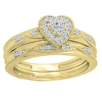 DazzlingRock kolekcija 0. Carat 10k okrugli dijamantni bridalni prsten za uključivanje srca u obliku
