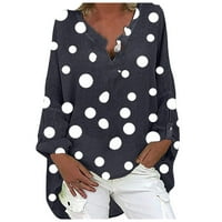 Plus veličine Žene Ležerne prilike dugih rukava Ispiši labava V-izrez bluza Top Labavi mekani bluza