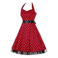 Ljetne haljine za žene plus size bez rukava s rukavima cvjetni uzorak polka dot patchwork mrežica V-izrez