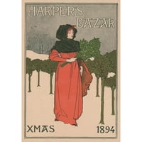 Louis ROAD crni ukrašeni uokvireni dvostruki matted muzej umjetnosti pod nazivom: Harper's Bazar, Xmas