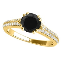 Mauli dragulji za angažman prstenje za žene 1. Carat sjajan crni dijamantni prsten za prsten od 14k