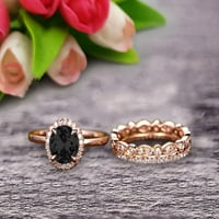 10k Rose Gold Gold Gold Gift Art Deco 2. Carat Round Cut Crni dijamant Moissinite vjenčani prsten Diamond