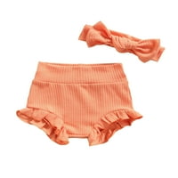 Odjeća za bebe, mališani Ljetni slatki stil Čvrsta boja visoki struk elastične čipke kratke hlače +