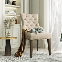 Stolica za blagovaonicu Leasure podstavljena stolica s naslonom za ruke, nakupana trim, bež, set od