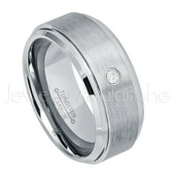 Četkani muški tungsten prsten volfram - 0,07ct Solitaire Diamond Ring - Personalizirani volfram Vjenčani