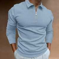 Leey-World Polo majice za muškarce muške casuse, jesenski prugasti tkanina majica zatvarač zatvarača
