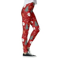 Voss Žene prilagođene božićne pantalone prilagođene mršave tajice za gamaše koje trče Božić Santa pilates