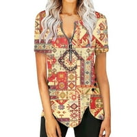 Hanas ženska modna ljetna ženska bluza s vratnim bluzom, ljetne košulje s kratkim rukavima, casual labavim