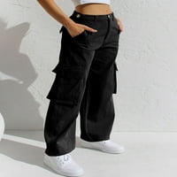Baggy teretni hlače za žene casual široke hlače za noge labave hlače sa visokim strukima ravne pantalone