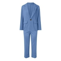 Kpoplk ženske casual blazers ženske casual odijelo ovratnik blazer Business Professional Attire Dugi rukav Otvori prednji radnoj kancelarijski jaknu Cardigan svijetlo plava, xxl