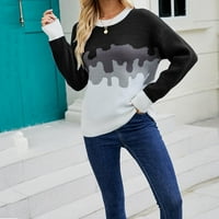 Clearians Deagia džemperi s dugim rukavima za žene okrugli džemper pletiva sa otvorenim pulover gradijentne