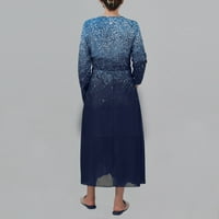 Ljetne haljine za žene Dugih rukava Solid temperament Dužina gležnja A-line V-izrez klupske haljine