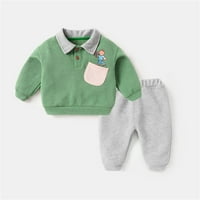 Ketyyh-Chn Boys 'modna dukserica s dugim rukavima + joggers hlače Outfit Set Green, 110