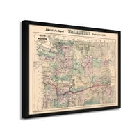Washington Map - Podaci se vintage Washington karta - obnovljena Washington Wall karta - Grad i županija