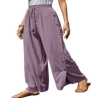 Abtel Ladies Palazzo Pant tipke hlače sa dnevnim boravkom za žene Torba za odmor Purple M