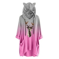 Aaiyomet ženske dukseve Pulover Žene Ležerne prilike Moda Kalifornija Hoodie Los Angeles Pulover Grafički zvezni duks, Pink XL
