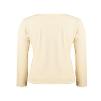 Enwejyy Solid Color V-izret Ležerne prilike za crtanje dugih rukava Elegantna pulover Slim majica