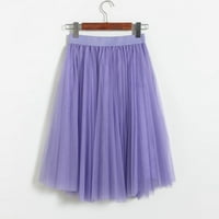 Puawkoer ženska suknja nagnuta suknja srednja duga tutu suknja ruffle mrežaste vintage h šifon visoki