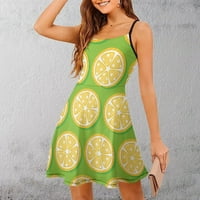 Ženska haljina od limunske arome na plaži Sundress Funny tiskani mini bez rukava