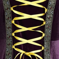 Velvet Maxi haljina za žene Halloween Renesansa Gothic Stream-punk bljeskalica s dugim rukavima četvornim