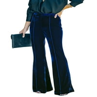 Jedno otvaranje ženske baršunaste pantalone pune boje casual rastezanje visokog struka bootcut pantalone