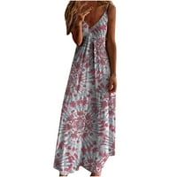 Boho ljetna haljina za žene Flutter V-izrez seksi cvjetna plaža uzdrže vintage remen dugim sendom