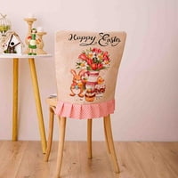 OZMMYAN Uskrsni ukrasi Uskršnji imitacija posteljina tiskana stolica za poklopac zečjeg stolice Povratak