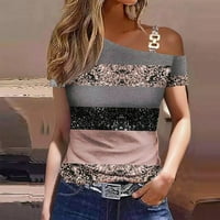 Yyeselk hladni vrhovi ramena za žene casual kratkih rukava metalne strapljene majice Trendi sekfičarni