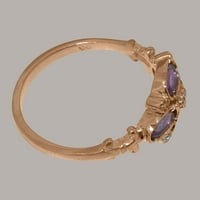 Britanci napravio 14k ružičasto zlatni sintetički kubični cirkonijski i prirodni ametist ženski prsten