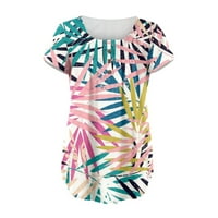 Ženski ljetni vrhovi Henley casual bluza Grafički otisci Žene majice Kratki rukav bijeli XL