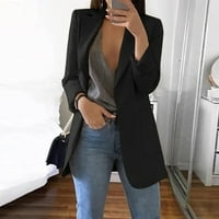 Hueook Cardigani za žene plus veličine dugih rukava gumbi u boji modne poslovne odjeće s džepnim kaputom