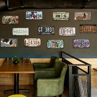 IOPQO Zidni dekor Vintage American izrađen stari registarska ploča Željezni lim slikarska bara Kafe