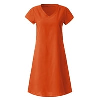Haljine za žene plus veličine haljine labave boje s kratkim rukavima s kratkim rukavima na narančastoj