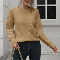 Fjofpr Žene Fall odjeća Crewneck džemperi za žene lagani pleteni džemper vrhovi trend čvrstih dugih