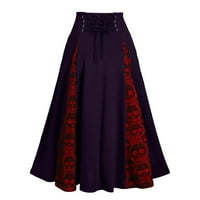 Žene plus veličine čipke patchwork visokog struka midi suknja Gotic nagli suknji